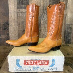 Tony Lama Vintage Gold Label Pointed Toe Cowboy Boots Womens 4.5 A